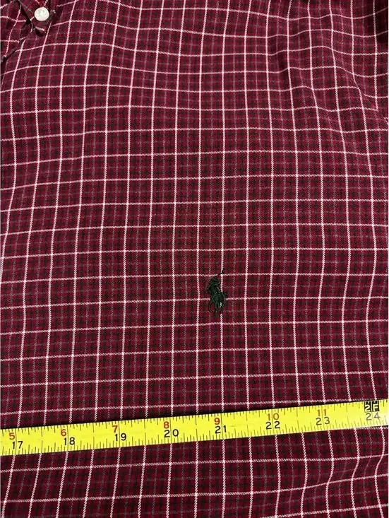Polo Ralph Lauren Men 3XB Plaid Button Down Shirt Dark Red Green White Cotton - Picture 6 of 6